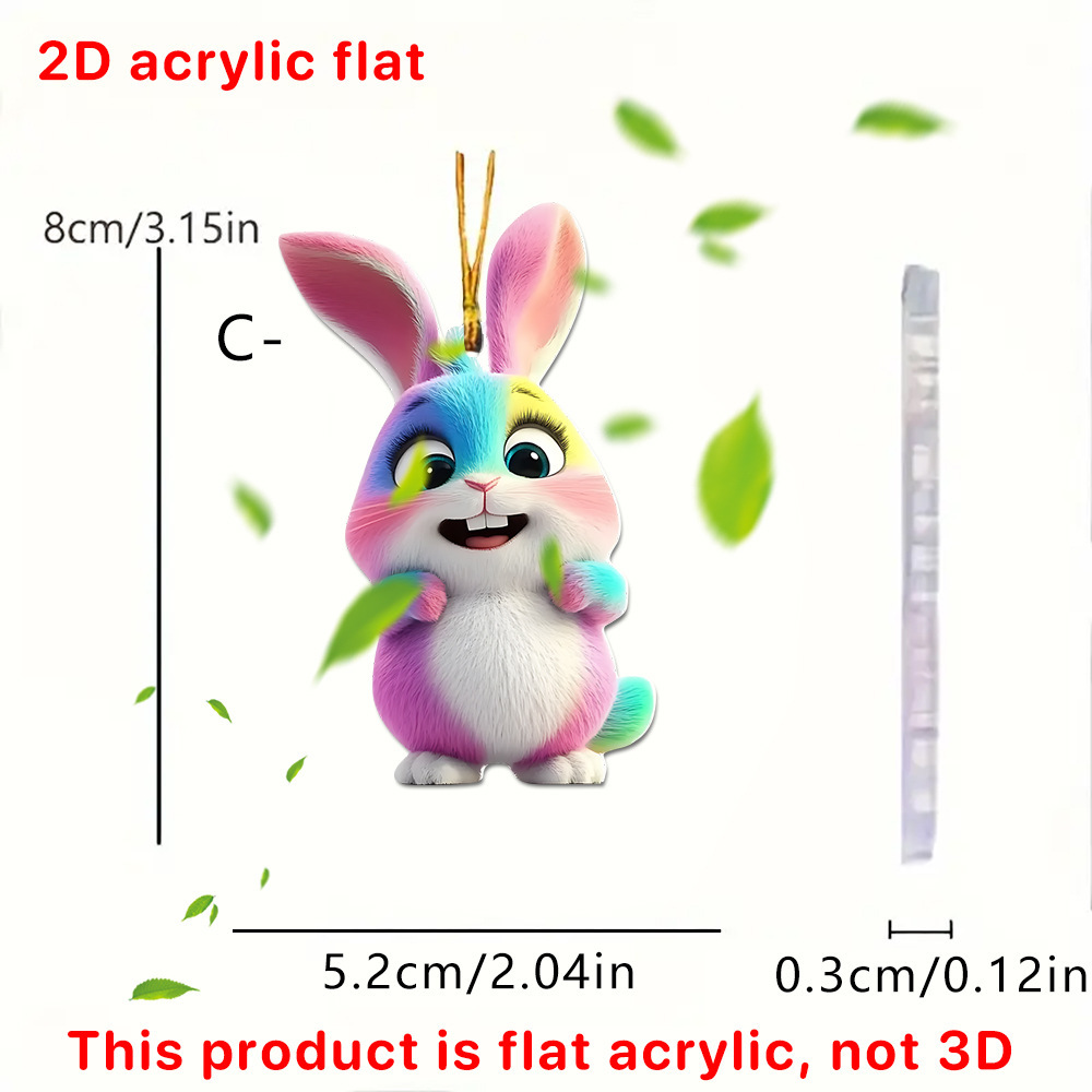 Pascua transfronteriza venta encantadora dibujos animados conejo muñeca decoración colgante acrílico plano arco iris llavero image 6
