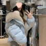 宽松加厚拼接学院棉服