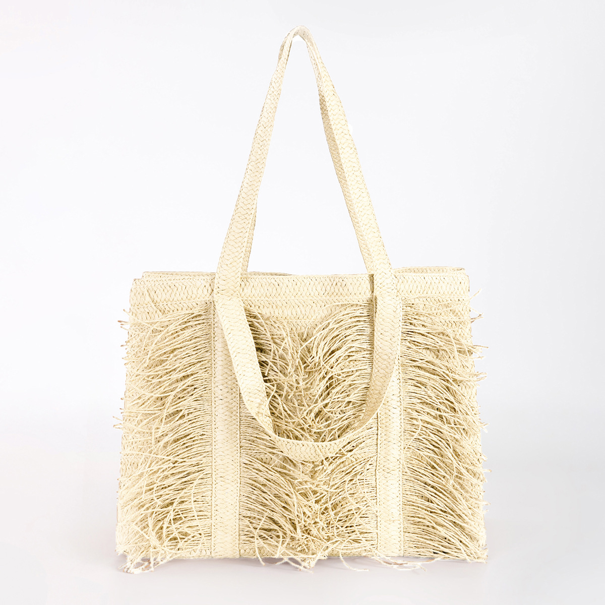 Straw Bag Bags Type Daily, Street, Shopping Occasion Women's Large Paper Solid Color Elegant Streetwear Straw Square Zipper Straw Bag