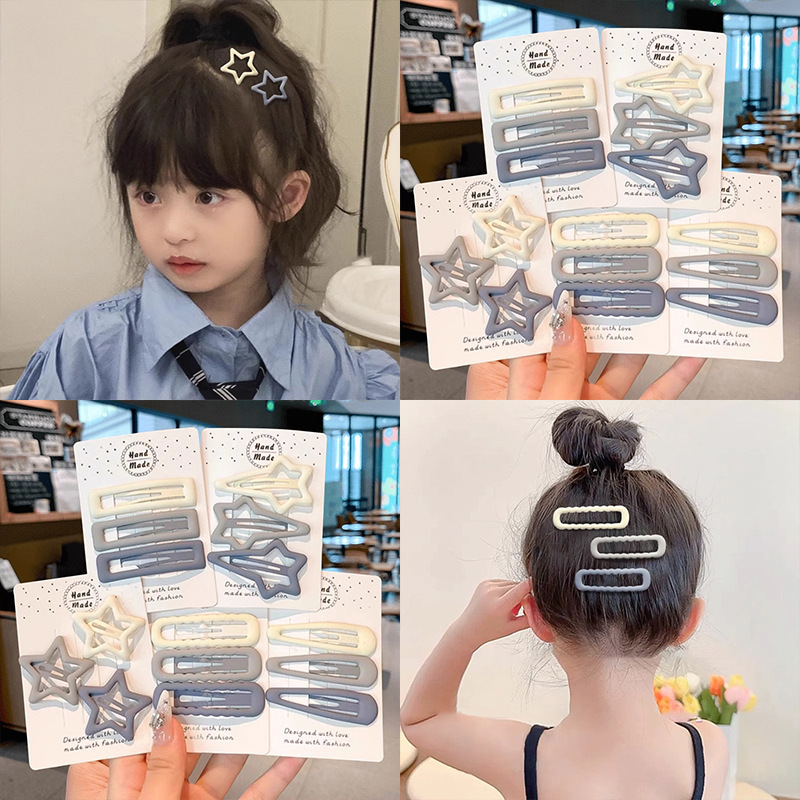 Niños pinzas de cabello de la niña pinzas de cabello de pestañas nuevas estrellas pinzas de cabello niñas grises blancos BB pinzas de cabello