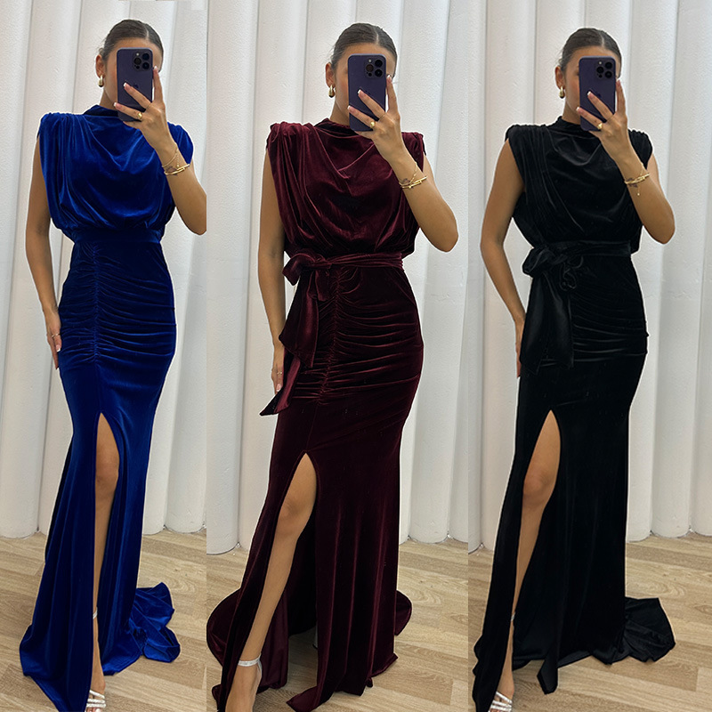 2023 Europe and the United States cross-border best selling Korean velvet dress Amazon new private dress socialite style ultra-long dress 2023 Europe and the United States cross-border best selling Korean velvet dress Amazon new private dress socialite style ultra-long dress