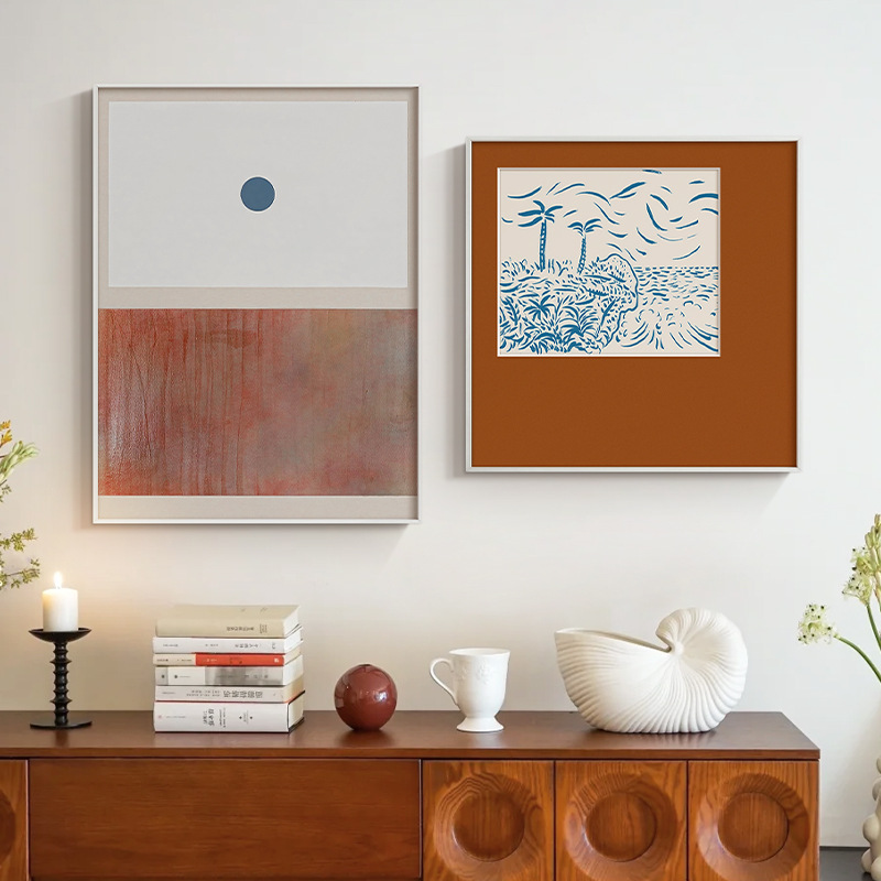 French Retro Niche Contemporary Art Living Room Background Wall Bedroom Sideboard Advanced Sense Decorative Painting Combination Hanging Painting