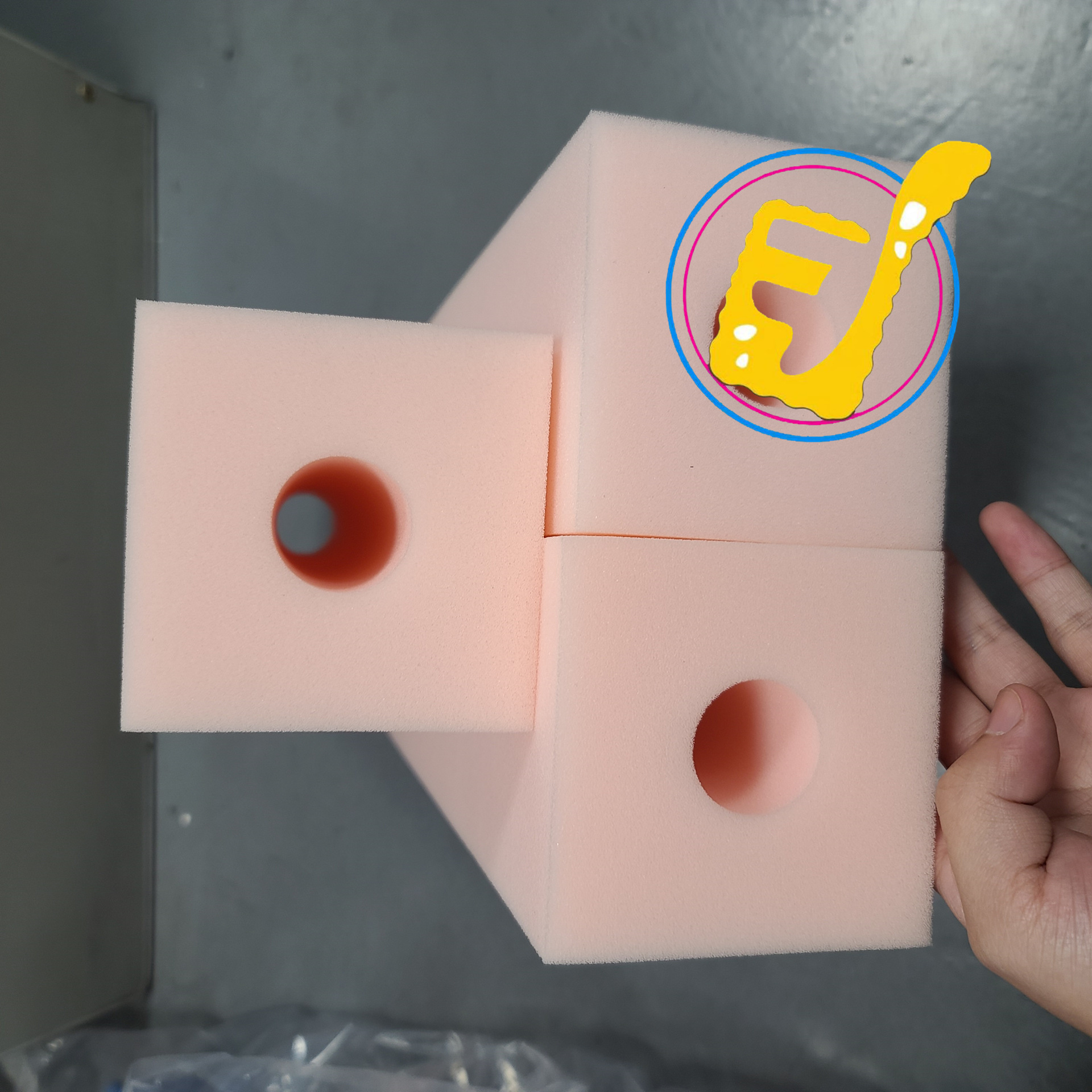 厂家彩色过滤海绵圆柱同心圆海绵柱空心高密海绵柱雕刻异型海棉柱