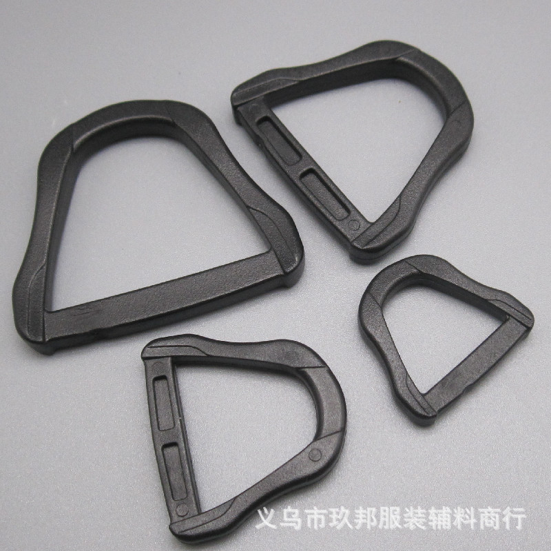现货供应高半圆D字扣 劳保迷彩服装帽子装饰扣 POMD形环
