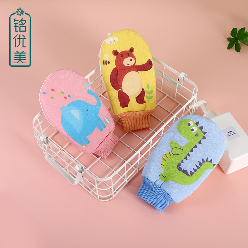 Rubbing towel children's cartoon cute strong mud rubbing tool bathing gloves double-sided two-use bath flower bathing towel bathing towel 
