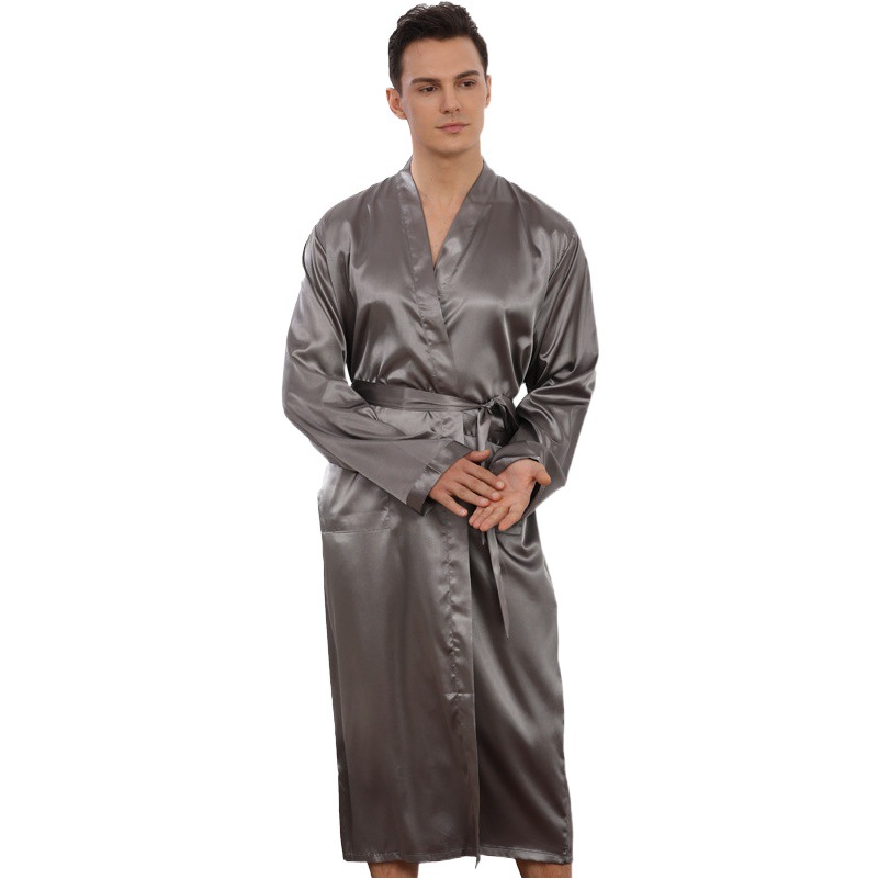 Albornoz Delgado transfronterizo de verano para hombres Rebeca de longitud media popular camisón de seda artificial pijamas de seda de hielo homewear de los hombres verano