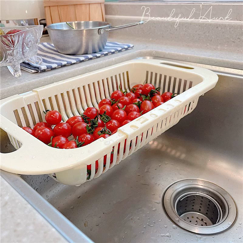 *Beautiful little aunt*Simple kitchen telescopic sink, plastic dishes, drain, tableware, tableware, draining basket
