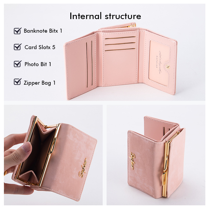 Cartera transfronteriza para mujer, franela de alta gama, tarjetero multifuncional corto, monedero ins para estudiantes portátiles, personalización femenina