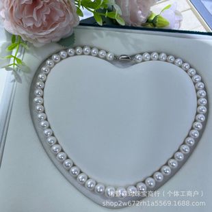 Zhuji Natural Freshwater seedless Pearl Necklace 8-9mm Nearly Round Strong Light Almost Flawless Boutique Mother Chain Female