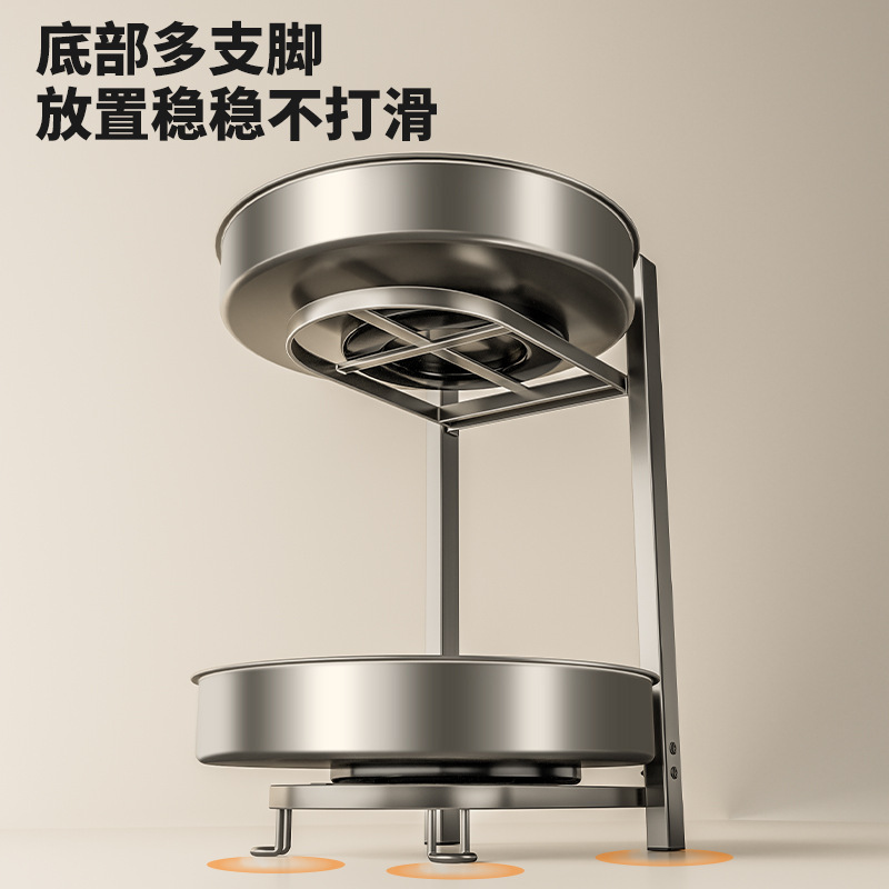 厨房圆形旋转置物架调味品盐罐台面转角双层托盘可拆卸整理收纳架|undefined