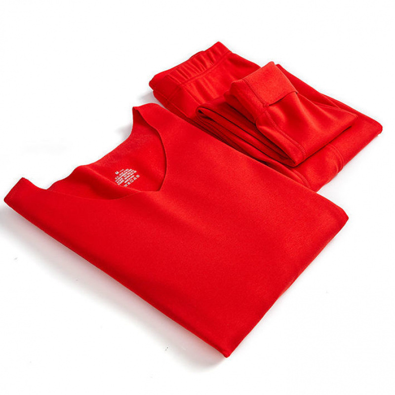 남자 조디악 년 정장 빅 레드 웨딩 열 속옷 독일 벨벳 원활한 발열 가을 옷과 가을 바지 대형 용의 해