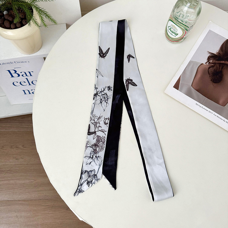 Pequeña bufandas de seda para mujeres 2025 nueva moda francesa temperamento correa de cabello coreana decoración universal bufandas correa de cintura