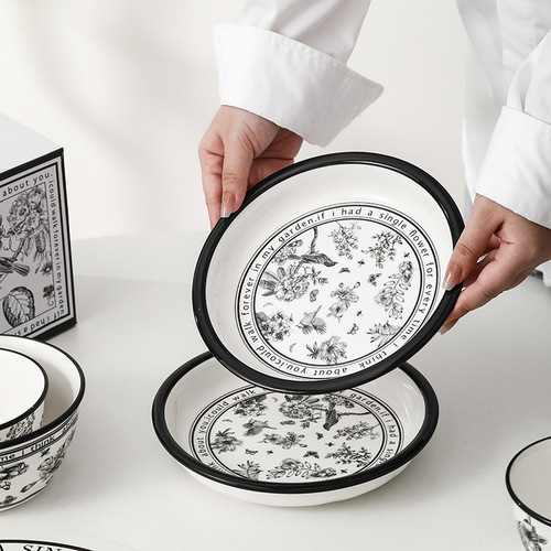 Selectively chosen tableware set gift box, ceramic tableware, Xiaohua flower, Insta-style, high-end ceramic bowls, plates, bowls, chopsticks