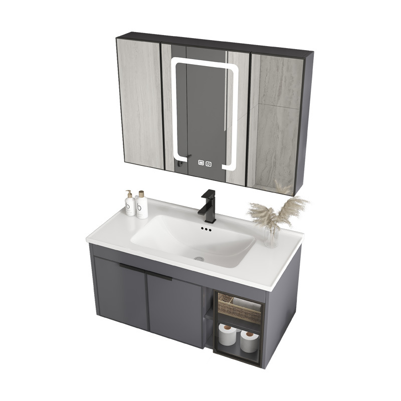Gabinete de baño de aluminio de espacio de cerámica integrado baño Baño gabinete de baño lavabo combinación de lavabo
