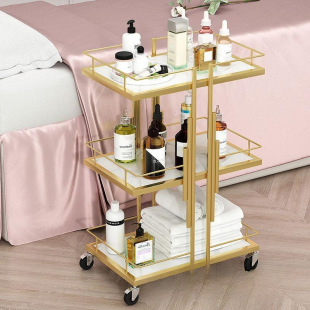 Instrument Can Be Stylishly Moved, Tool Cart, Embroidery Storage Rack, Light Luxury Beauty Salon Trolley, Eyelashes and Manicure