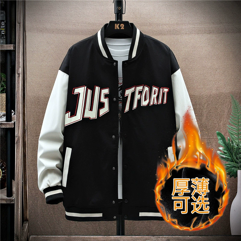 Трендовый бейсбольный костюм для мужчин весной и осенью и зимой 2022 пуговицы плюс пушистая рубашка большого размера для мальчиков