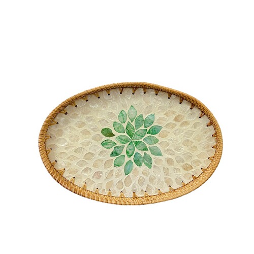 Vietnamese rattan woven Japanese fruit plate tea shell snacks homemade living room snack tray tea snack snack storage basket