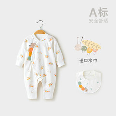 Baby spring and autumn pure cotton jumpsuits, newborn category A crawling clothes, baby autumn warm clothes, pajamas, crawling clothes