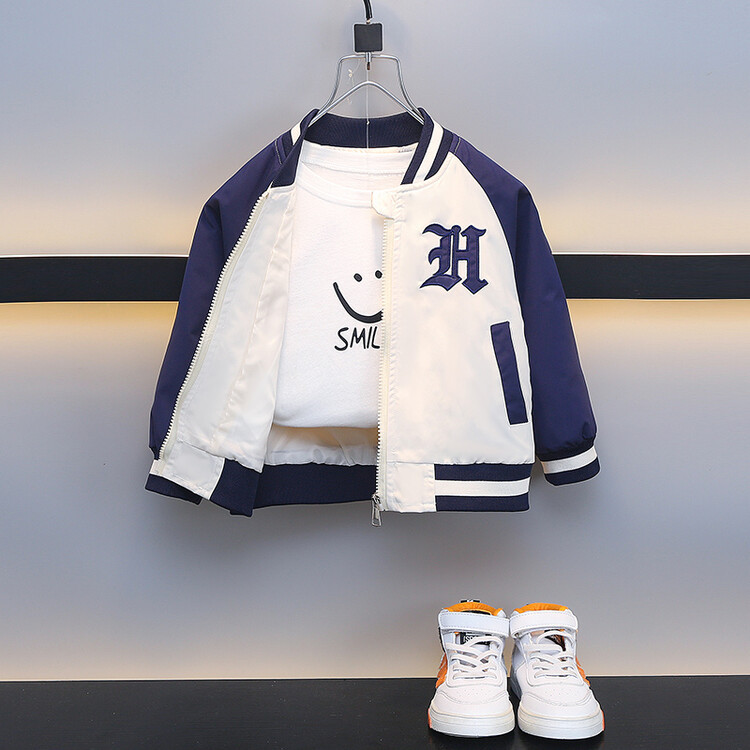 Boys' letter embroidered baseball jacket 2024 Spri and Autumn collection new handsome jacket, trendy children's_voghion.com