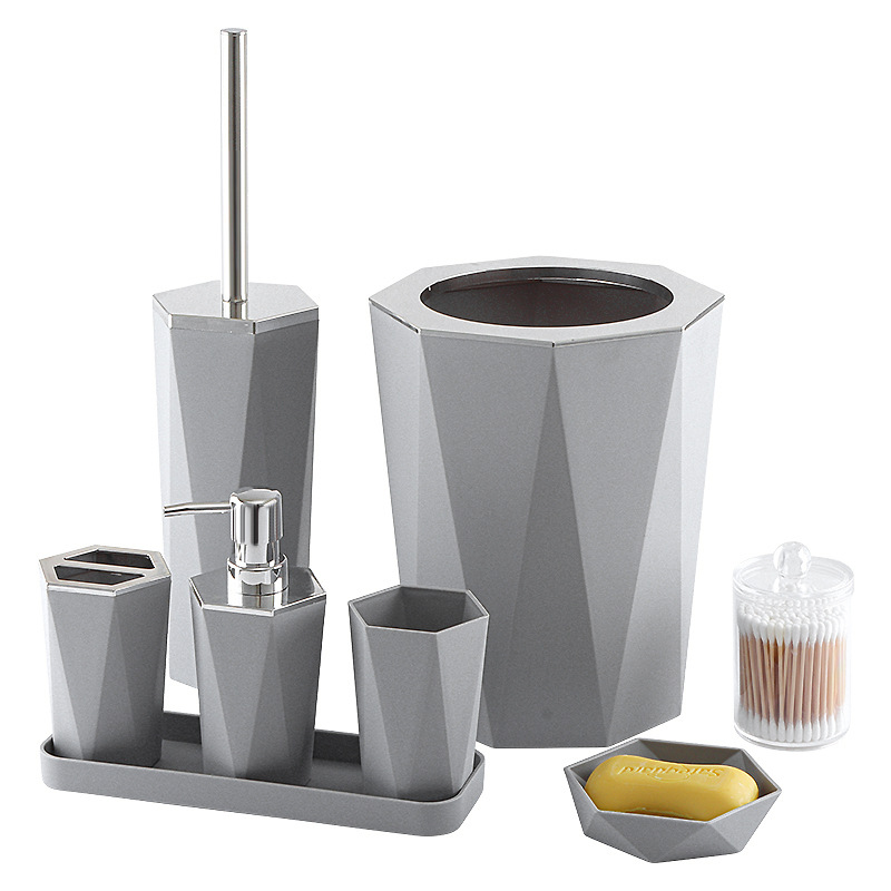 Baño baño combinación conjunto suministros imitación cerámica accesorios de baño traje conjunto de dientes enjuague bucal taza caja de jabón líquido botella bandeja