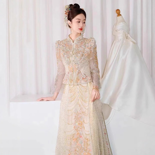 New Chinese-Style Champagne-Colored Bridal Xiuhe Suit 2025 New Wedding Dress for Homecoming Banquet Xiuhe Wedding Attire for Women