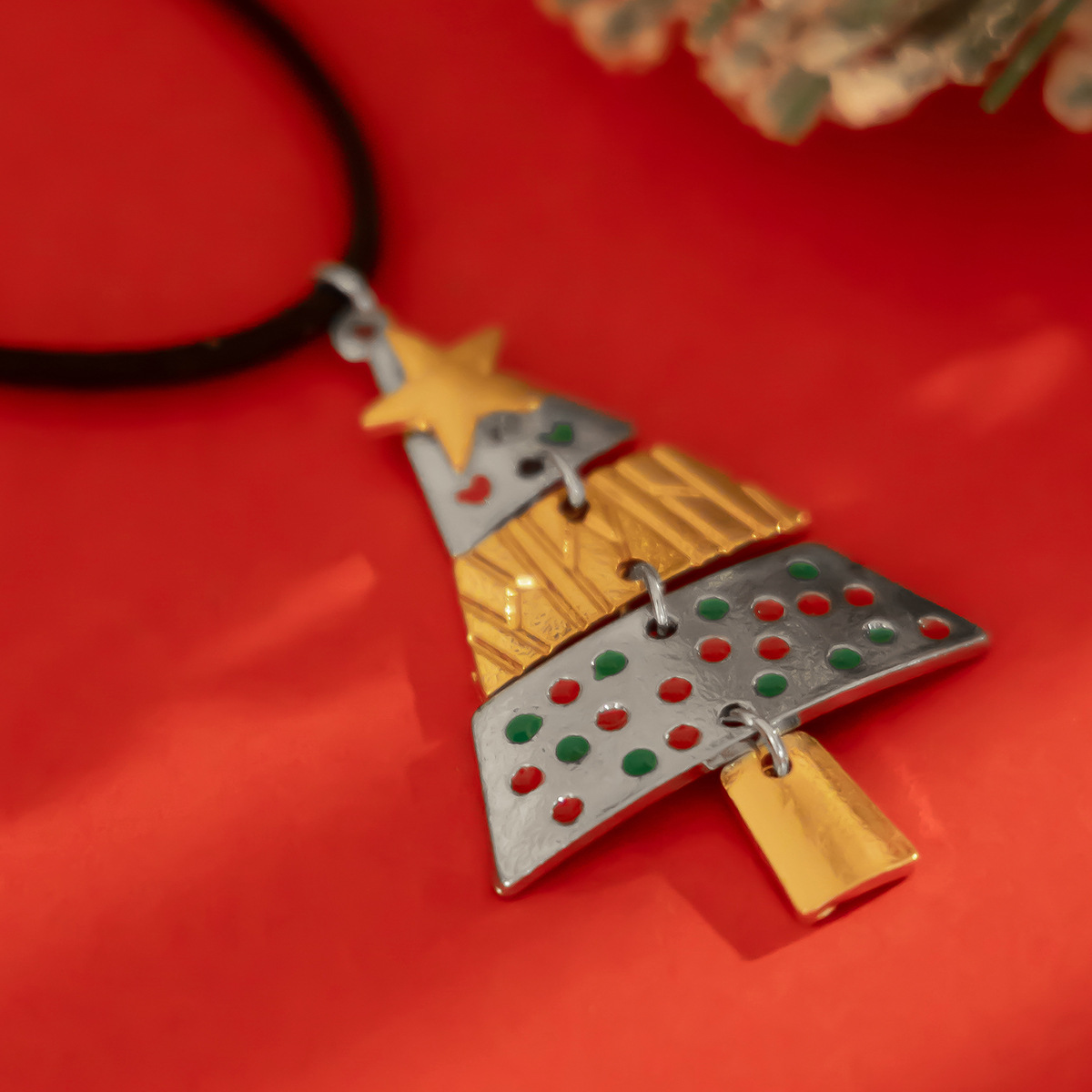 Weihnachtsbaum Anhänger Halskette Set Schmuck Geschenk Damen_voghion.com
