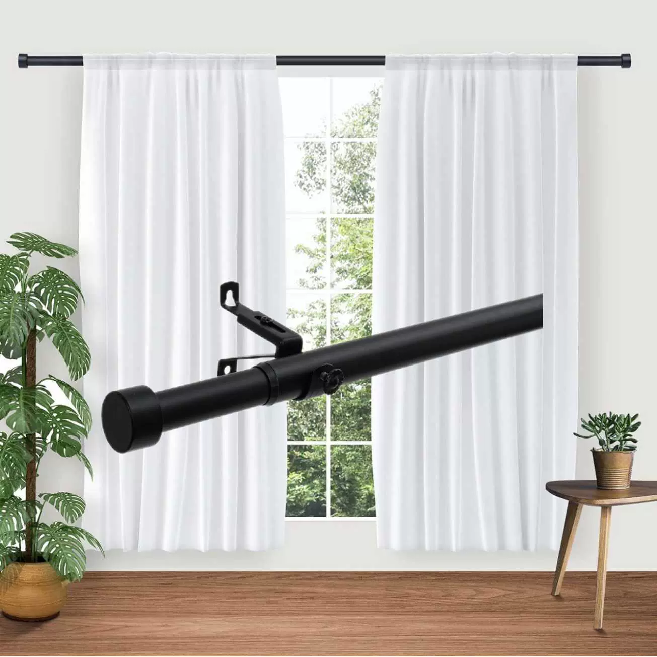 样品跨境厂家直销TEMU亚马逊出口独立包装螺纹对接伸缩金属窗帘杆