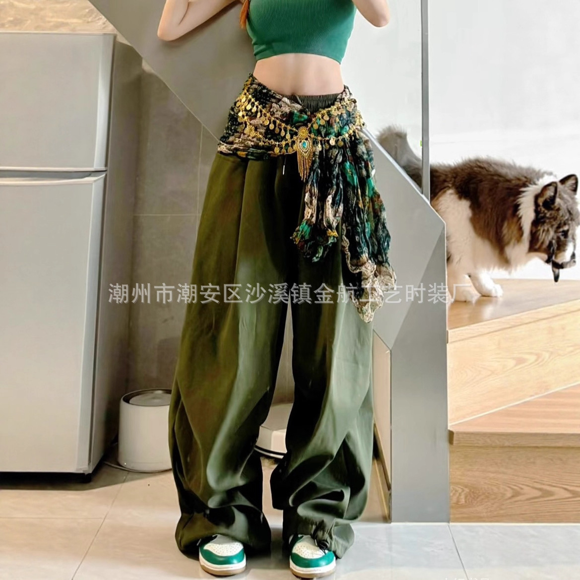 Jazz Dance New Retro Layered Rhinestone Coin Tassel Double-Layer Personalized Hip Scarf Belly Dance Waist Chain Street Dance Waist Accessory