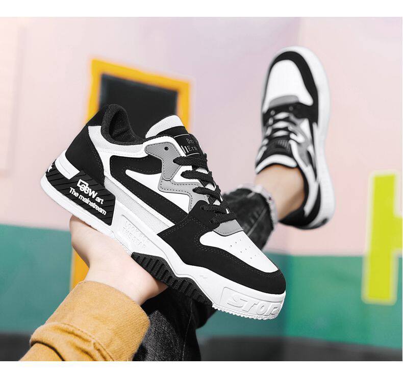 Giày thể thao nam cổ thấp đế dày tăng chiều cao chống trượt, giày sneaker phối màu đen trắng — EQ01 màu trắng, EQ01 màu đen chi tiết 17