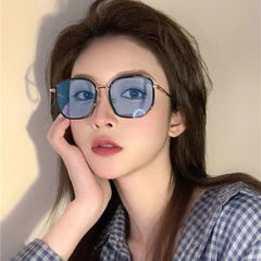 新款變色眼鏡女近視有度數超輕防藍光網紅ins風高顏值護目平光鏡