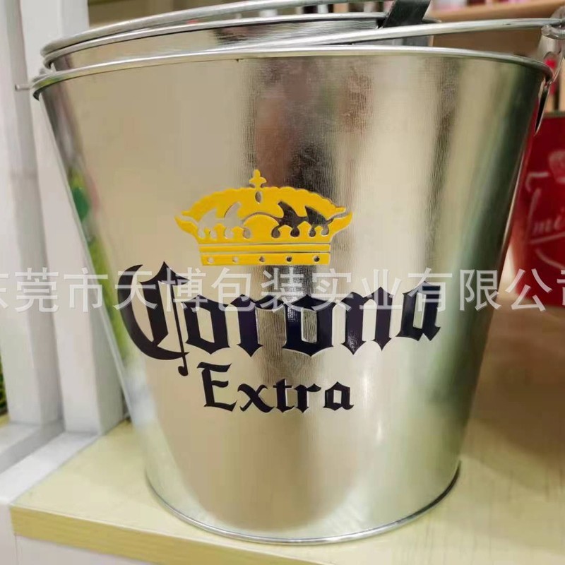 厂家直销5L圆形锌铁冰桶酒吧KTV啤酒桶夜场户外野营聚餐手提冰桶|undefined