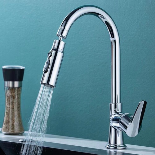 Kitchen faucet multi-functional squeegee nozzle with universal rotation and supercharged replacement nozzle quick-connect anti-splash shower head