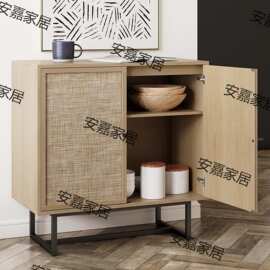 物藤编柜木质客厅家具收纳柜外贸家具家用柜餐藤编玄关门口境外边