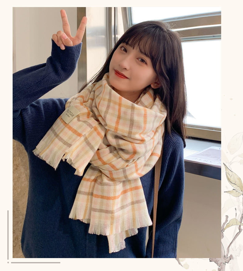 Short Beard Striped Scarf Korean Version Of The Double-sided Fashion Thickening Warm Long Shawl Student Bib display picture 21