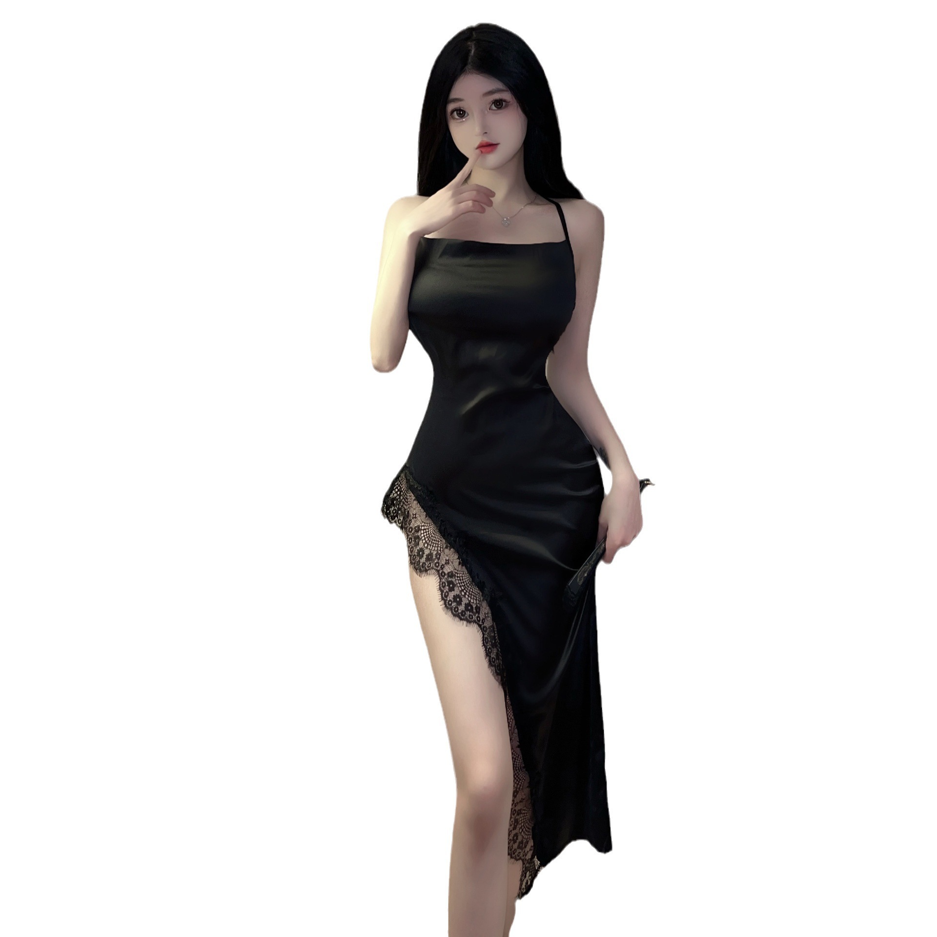 Tienda de fábrica sexy lencería sexy Pure Desire Girl Royal hermana encaje split tight Sling vestido traje 5293