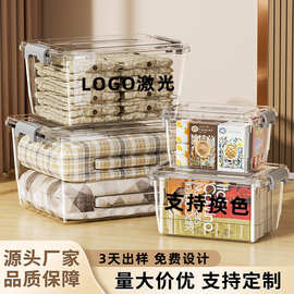 可定制LOGO加厚储物箱家用带盖杂物收纳箱大容量透明PP客厅收纳箱