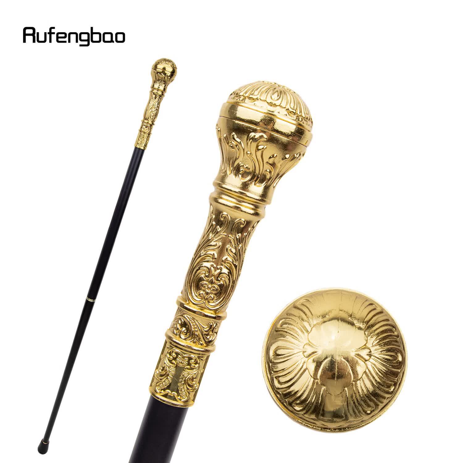 Golden Round Cane, Secret Chamber Scepter, Domineering Metal Creative Gentleman's Cane, Stylish and Cool Hiking Walking Cane