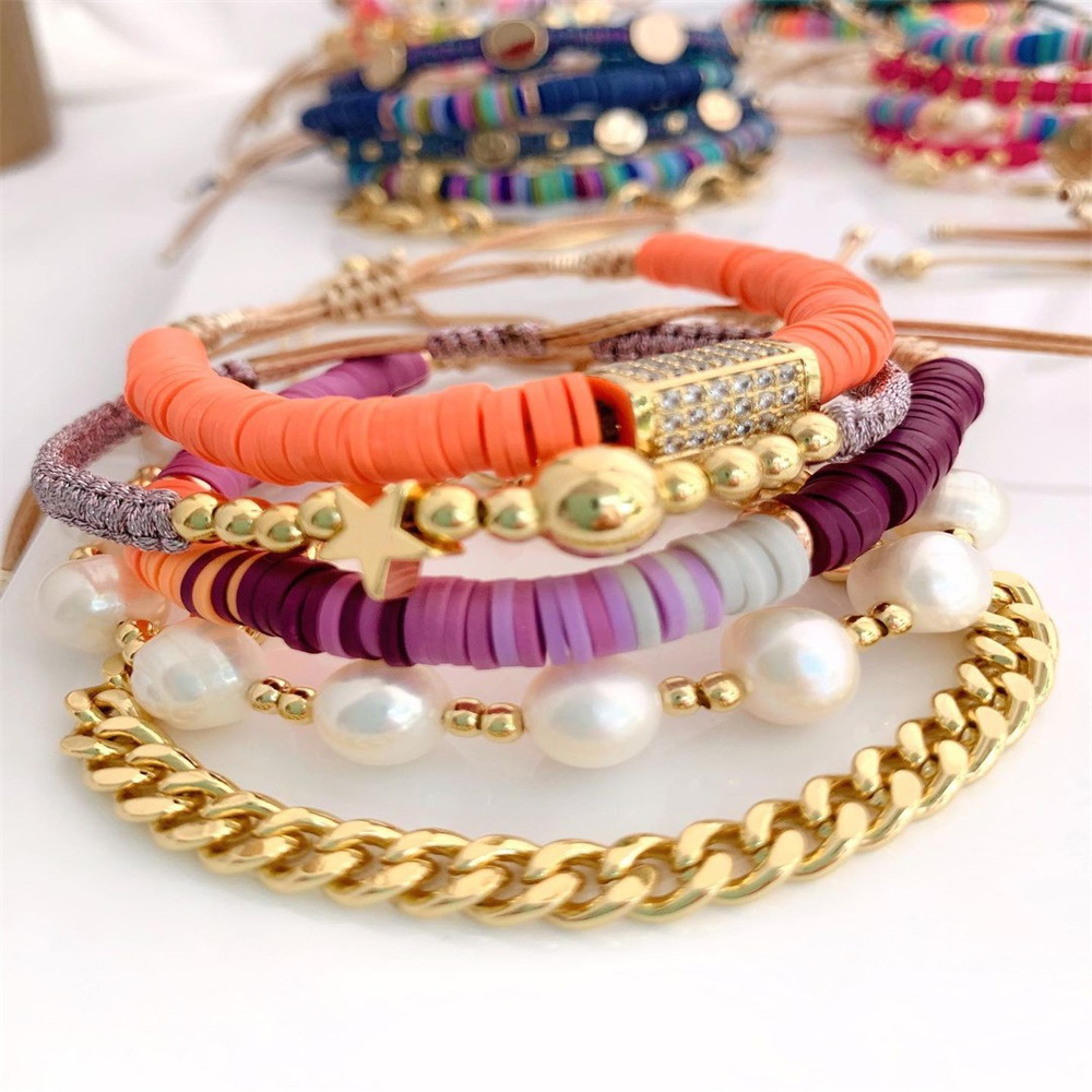 1 Piece 1 Set Fashion Geometric Pearl Knitting Womenu0027S Bracelets