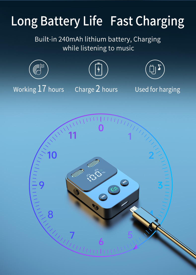 BR17 Bluetooth receiver transmitter with subwoofer one-to-two integrated storage cable audio two-in-one adapter