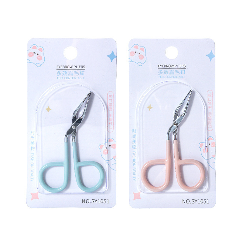 LMLTOP cejas de acero inoxidable abrazadera de cejas planas oblicuas pinzas de extracción de cabello pinzas de cejas falsas clip auxiliar