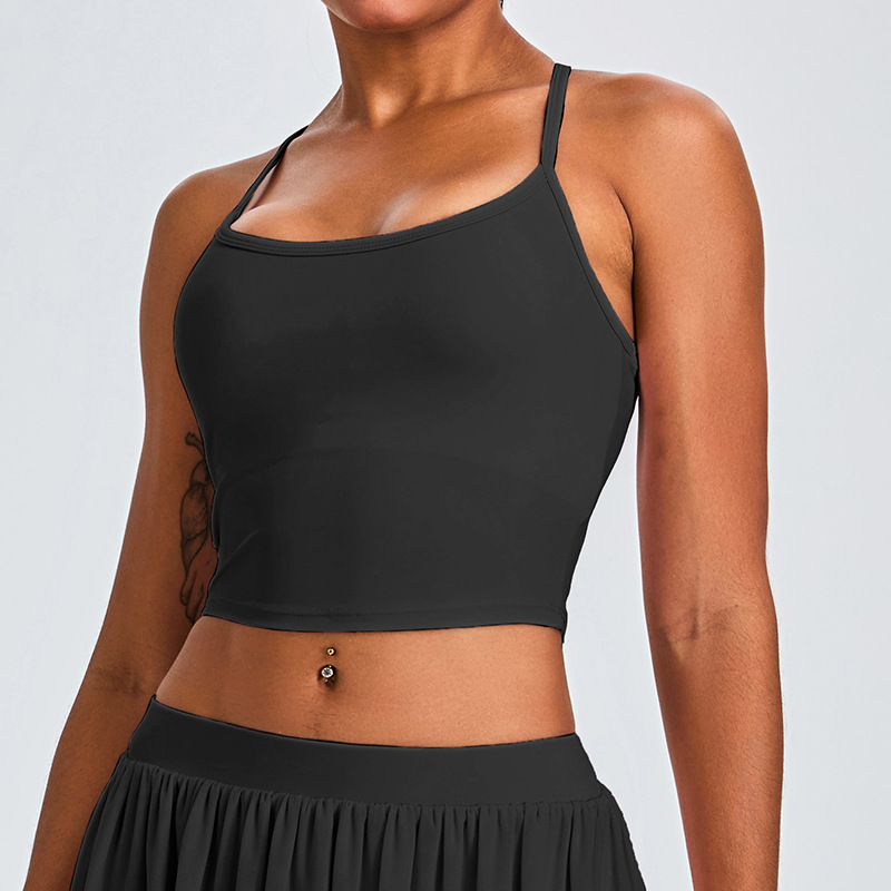 Nuevo chaleco de yoga transfronterizo de cuello en U mujer T-shape belleza ropa interior deportiva correa de hombro delgada secado rápido correr ropa de fitness chaqueta