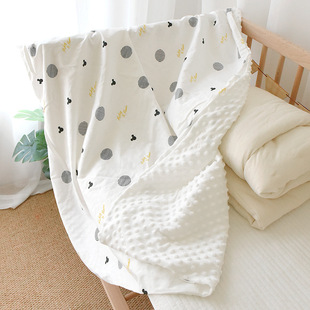 Crib Quilt Cover Newborn Children's Quilt Cover Soothing Peas Velvet Blanket Quilt Cover Single Piece Kindergarten Baby Air Conditioning Cover Blanket