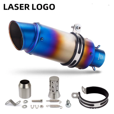 Motorcycle exhaust pipe: with Silencer Modified Exhaust - burnt-blue-slanted-tail-51mm