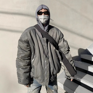 Winter American High Street Bomber Jacket VIBE Baseball Suit Men's Cotton-padded Coat Thickened Cotton-padded Jacket Design Sense Trendy Brand Coat Men