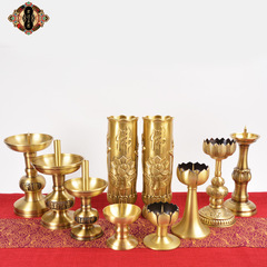 Hongda brass home candle holder incense burner Buddhist altar offering incense tube gift copper ornaments