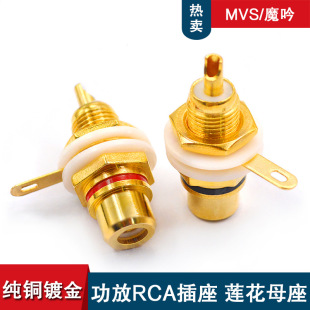 Moyin Pure Copper Gold Plated Lotus Female Seat AV Lotus Plug rca Lotus Female Socket Audio Audio Amplifier Socket