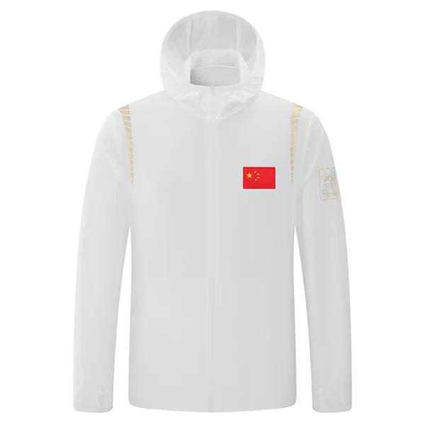 Summer Chinese Team Lightweight Skin Jacket for Men and Women Coaches, Hooded Ice Silk Sun Protection Jacket, Ultra-thin Breathable Sun Protection Coat