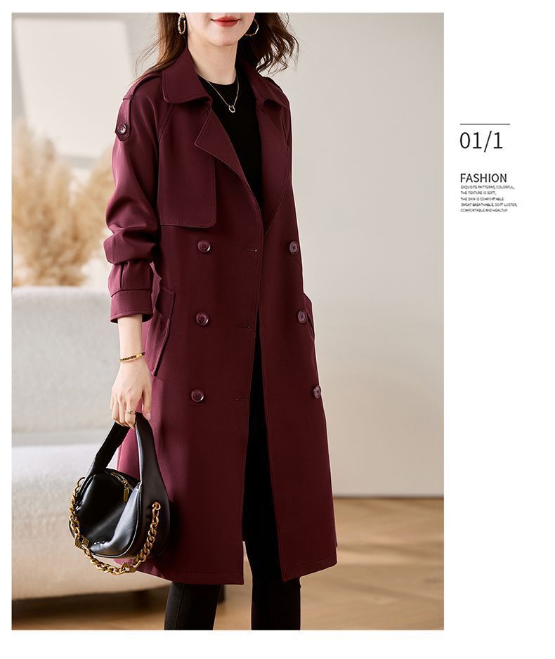 ​Women's Premium Trench Coat – Oversized Mid-Length Polyester Coat With Belt & Notched Lapel, Trendy Office-to-Outfit Staple (M-XXXL)​_voghion.com