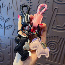 创意PU皮革马上有钱钥匙扣挂件可爱情侣汽车钥匙链包包小挂饰批发