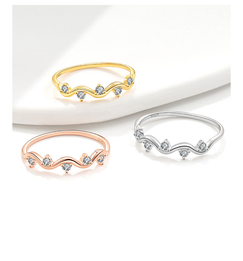 Inlay Design 18K Gold Plated 925 Sterling Silver Zircon Geometric Rings 925 Sterling Silver Rings
